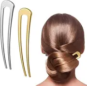 Pack of 2 Metal U-shaped Hair Pins, French Hair Pin Metal, U Shaped Hair Pins Hair Sticks, for Graduations, Ceremonies, Exquisite Occasions