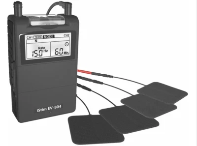 iStim EV-804 Combo Professional TENS EMS Machine Rechargeable Li-ion +12 Pads