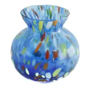 Murano Glass Vase or Candle Holder Blue Yellow Multi Hand Made Millefiori