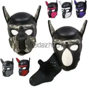 Headgear Full Head Dog Collar Masks Mouth Open Slaves Restraint Hood Puppy