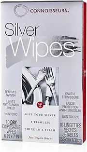 CONNOISSEURS Silver Cleaner Wipes, 10 Count, 1 Count (Pack of 10), Paper