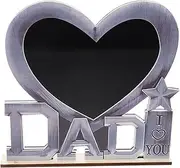 Cabilock Father'S Day Acrylic Dad Picture Frame, Creative Dad Letter Design, Silver Photo Display Stand, Ideal for Home and Office Decor, 8x7.7x0.9 Inches