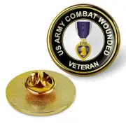 U.S. Army Combat Wounded Medal Veteran Hat Pin Lapel Tie Tac Suit Shirt - Gold
