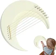 String Lyre Harp - Wooden Moon Lyre Harp 7 Strings Lyre Piano | Crescent Musical Instrument with Tuning Wrench Harp Instrument for Cafes