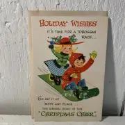 Vintage Coronation Christmas Toy Cards~ Kids W/ Toboggan Sled~ Unused Game Card
