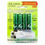 STRIKE 1.5V AA USB C 1800mw Battery With Cable - 4 Pack A1955-4C