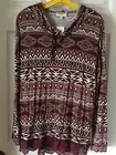 Hoodie Brown Aztec Sz Small Top By Freshman Forever Loose Fit Long $49 Macys
