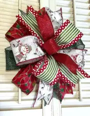 11 " TREE TOPPER SNOWMAN BOW WIRED RIBBON for TREE, DOOR WREATH # 155 rb