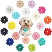 Yxiang Dog Collar Flowers Bulk Pet Flower Bow Ties Multi-Color Dog Charms Flower for Cat Puppy Dog Collar Grooming Accessories