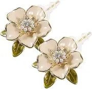 [OATIPHO] Elegant Pearl Flower Studs Versatile Earrings for Women Suitable for Birthdays Anniversaries