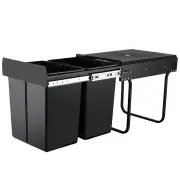 Cefito Pull Out Bin Kitchen Double Basket 2X20L Black