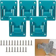 5 Packs Tools Drill Mount Holder, Fit for Makita 18V Li-ion Drill Tools Holder Dock Hanger with 20 Screws(cyan-blue, No Tool)