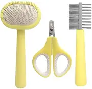 Cat Shedding Brush - Massage Brush with Pet Nail Scissors and Comb,Safe Bristles Removes Loose Undercoat, Tangled Hair, Pet Grooming