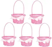 PRETYZOOM 5Pcs Woven Flower Girl Baskets with Handles Imitation Rattan Design for Home Decor Elegant Storage Baskets for Bedroom Balcony