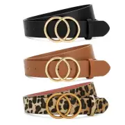 3 Pack Women Waist Belts for Jeans Pants Dresses, Ladies Belt with Double O-R...