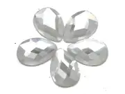 100 Clear Faceted Teardrop Flatback Crystal Rhinestone Gems 10X14mm No Hole