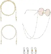 [Generic] 2PCS Glasses Chains, Spectacle Chain Reading Glasses Bead Glasses Strap Chains Sunglasses Chain Gold Glasses Chain Beaded Eyeglass Chains Eyewear Chain