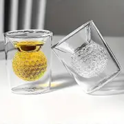 2pcs Golf Ball Glass Cups - Insulated Double Wall Shot Glasses with Funny Design - Perfect for Juice, Milk, Tea & More, Versatile Drinkware for All...