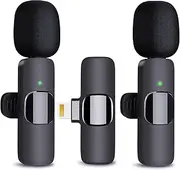 Wireless Microphone for iOS Phones 14/13/12/11/Xs XR X 8/7 Wireless Microphone for Video Recording, Game Live Streaming, Interviews and Vlog. 2-Pack