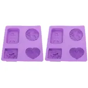 2Pcs Silicone Soap Mold 4Grids DIY HandMade Cupcake Baking Mould HeatResistant