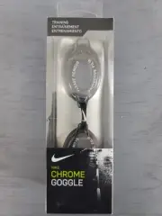 Nike Adult Chrome Silicone Strap Soft Flexible UV Blocking Logo Swim Goggles BK