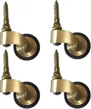 Solid Brass Furniture Casters, Old Style Rubber Swivel Wheels, Wheel Diameter 25mm, Load Capacity 150kg, With Threaded Stem, Suitable For Piano Legs