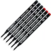 Schmidt 888 M Safety Ceramic Rollerball Refill - Black(3), Red(3) Ink (Medium Tip 0.7mm) - Pack of 6