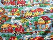 Cotton Fabric Patchwork Quilting ANIMALS TRAIN SCENE by the metre
