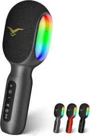 Micrã³fono Inalã¡mbrico Bluetooth Para Karaoke, Altavoz Portã¡til 5 En 1, Luces