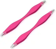 yueton 2pcs Double End Precision Pointed and Slant Tip Tweezers Set for Eyebrow and Ingrown Hair