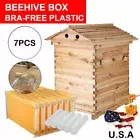 Wooden Beekeeping Beehive House Box 7PCS Auto Seep Honey Bee Comb Hive Frames AU