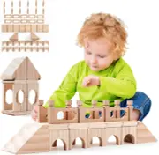 TGQ101, Wooden Building Blocks Set, 48Pcs Construction Toys, Large-Bridge Set, S
