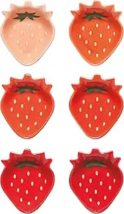 Jubilee Berry Sweet Stoneware Shaped Pinch Bowl Set, Mini Bowls for Dipping and Seasoning-Soy Sauce Dish, Set of 6, 2 oz