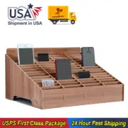 14/30 Grid Wooden Storage Box Remote Control Holder Desktop Storage Box Portable