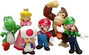 CCEE Super Mario Bros 6 Pcs Cake Topper Toy Set - Mario Bros Action Figures - Multicolored Birthday Cake Decorations