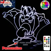 TAZ DEVIL PERSONALISED Name 3D LED Night Light 7 Colour Change Room Lamp
