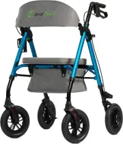 All-Terrain Rollator Walker with Padded Seat, Under-seat Basket, 10" Wheels