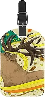 [WOSHJIUK] Luggage Tags,2 Pack Labels Suitcase Tags,Autumn Leaves Deer,Luggage Tags Privacy Protection Travel Bag Tag