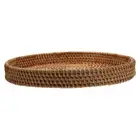 Rattan Storage Basket Pantry Organization Large Round Wicker Tray