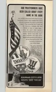 1968 Kansas City Life Insurance Company Vintage Print Ad American Flag Photo