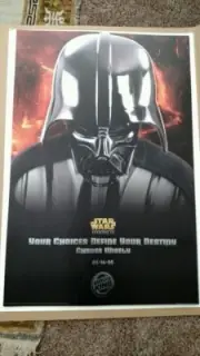 2005 BURGER KING STAR WARS EPISODE III POSTER DARTH VADER BRAND NEW