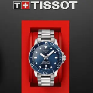 【TISSOT 天梭】官方授權 Seastar 海星陶瓷表圈300米潛水機械錶-43mm 母親節(T1204071104103)