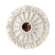 Hanging Wall Mirror with Macrame Fringe Round Mirrors Art Decor for Entryways