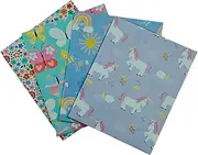 Back to School 2 Pocket Folders | Heavy Duty | Set of 4 Portfolios | Elementary Grade School | Fun Trendy Designs (Rainbows, Unicorns, Butterflies, Flowers)