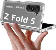 USTIYA Case for Samsung Galaxy Z Fold 5 5G Protective Acrylic + TPU Cover No Yellowing (Clear)