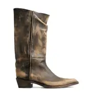 Khaite Pointed-Toe Distressed Boots 36,37.5,37,38.5,38,39,40,41,36.5 Brown