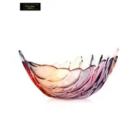 在飛比找ETMall東森購物網優惠-弗萊文茨水晶玻璃水果盤創意炫彩琉璃樹葉果斗時尚水果盤果盆