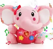 STEAM Life Musical Toys Gift for Baby Newborn 0-6 Pink Plush Elephant