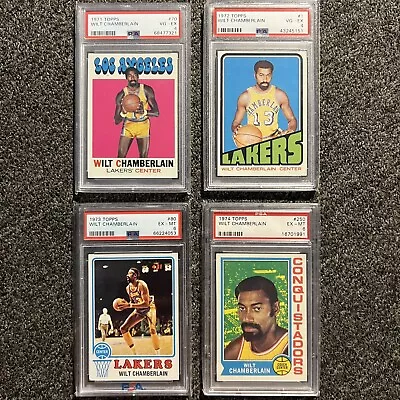Vintage WILT CHAMBERLAIN Basketball Card Graded PSA Lot 1970’s HOF - NBA LEGEND