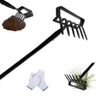 6-Tines Rake and Stirrup Hoe, Metal Garden Hula Hoes Tiller Rake Tool with Ad...